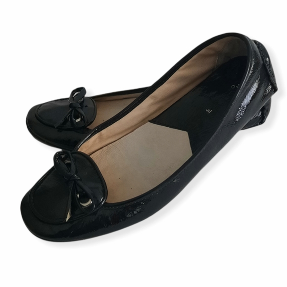 MICHAEL KORS black Leather patent shoes w/ bow - Picture 1 of 10